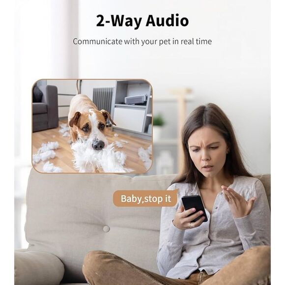 TKENPRO 2K Pet Camera Treat Dispenser, 360°View Dog Camera - Picture 3 of 7